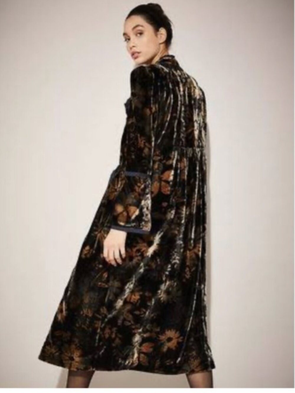 NWOT Gorgeous Free People Hazel Puff Shoulder Velvet Duster Coat. S - Picture 12 of 14